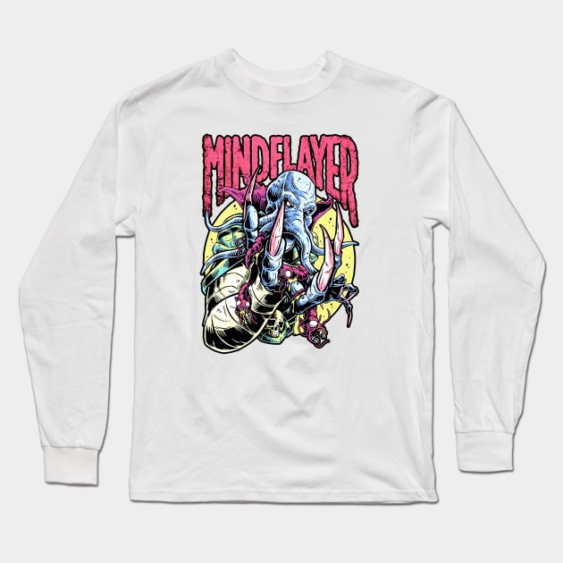 Mind Flayer (Alt Print) Long Sleeve T-Shirt by Miskatonic Designs